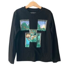 Mojang Minecraft Creeper Long Sleeve Tee - Black - Small